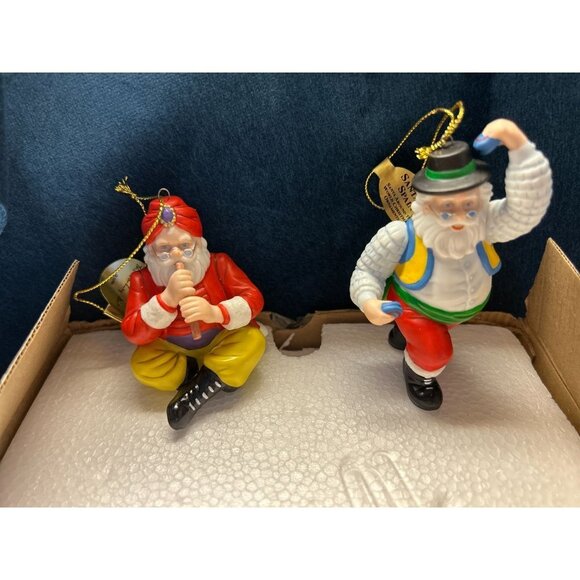 Christmas Decorations The Danbury Mint Santa in SPAIN & Santa in INDIA  3/4" - Picture 1 of 6